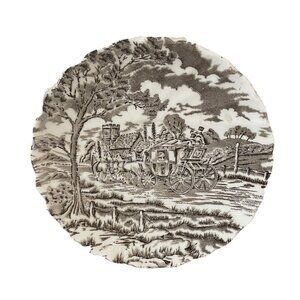 Royal Mail Fine Staffordshire Ironstone Brown Stagecoach Design Plate England